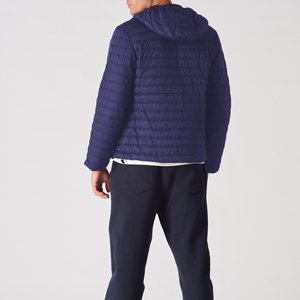 Veste matelassée bleue pour homme, design unique de la rue principale, 2025, avec capuche, long manteau avec revêtement fin, logo sur le devant, vêtements d'hiver de haute qualité - Product Image 4