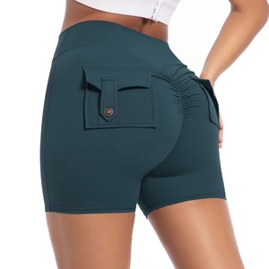 Shorts Cargo de Cintura Alta Transpirables con Bolsillos para Mujer, para Gimnasio, Entrenamiento y Uso Casual, con Cintura Elástica - Product Image 4