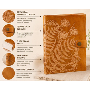 Journal en cuir personnalisé, carnet fait main sur mesure, agenda illustré de plantes botaniques, cadeau inspiré de la nature pour lui et elle - Product Image 2