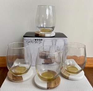 Posavasos de madera de mármol creativo para el hogar de barra redonda, posavasos de piedra sin madera y mármol blanco de la India - Product Image 4