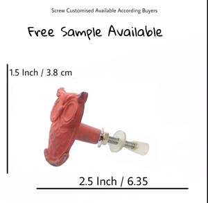 Boutons en fonte hibou rustique rouge CIK 114 pour meubles de chambre à coucher commode extérieure armoires de cuisine et poignées de tiroir de porte d'armoire - Product Image 3