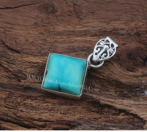 Collier pendentif en argent sterling 925 solide turquoise tibétaine fait à la main pour femmes pendentifs à breloque en pierres précieuses collier cadeau - Product Image 5