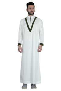 Vêtements islamiques pour hommes musulmans en gros Thobe Abaya Robes musulmanes Qamis Jilbab Jubba Thobe pour hommes Patch v personnalisé - Product Image 5