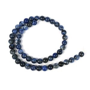 Perles rondes en sodalite naturelle de 8 mm pour bracelet, collier Mala - Clarté et concentration - Product Image 1