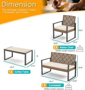 Juego de jardín de mimbre moderno al mejor precio, muebles de exterior de ratán de PE BeNK para el hogar, Hotel, escuela, patio, fabricado al aire libre - Product Image 4