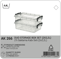 Ensemble de 2 boîtes de rangement modernes pour cuisine en plastique PP de 4,4 L, avec couvercles verrouillables, empilables, hermétiques, transparentes, pour le stockage des aliments