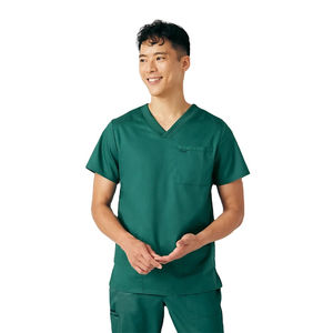 Ensemble de blouses d'infirmière pour hommes, couleur unie, confortable, col en V, vêtements médicaux pour hôpitaux et cliniques, logo personnalisé disponible - Product Image 1
