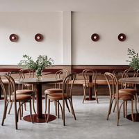 Ensemble de table et de chaises de salle à manger de couleur noyer, meubles de restaurant, ensemble de table ronde avec 4 chaises