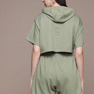 Ensemble assorti décontracté d'été pour femme : sweat à capuche et short en coton brodé 100 % style streetwear - Product Image 5