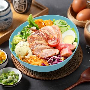 TienPhong nouveau produit 2024 bols de service en fibre de bambou Multi Turquoise grands bols individuels ovales pour manger pour le restaurant à la maison - Product Image 4