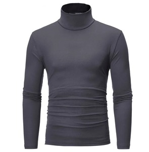 Men's Solid Color Turtleneck T-Shirt For Male Autumn Spring Casual Long Sleeve Basic Bottoming Shirt For Men Slim-Fit Tops - Product Image 6