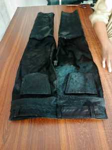 Pantalones cortos de cuero de vaca negro de alta calidad, cómodos, transpirables, a prueba de viento, ecológicos, de cintura media, informales, con cremallera y cordón - Product Image 3