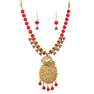 Bijoux de mariage en or oxydé rouge paon, principalement en alliage - Product Image 3