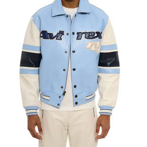 Avirex Blouson aviateur en cuir d'agneau pour homme avec doublure chaude Blouson aviateur à la mode avec fermeture à glissière Blouson avirex en cuir - Product Image 3