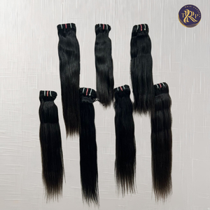 Extensions de cheveux humains Remy d'Inde du Sud, lisses et soyeux, noir naturel, tissage complet, double trame faite à la machine - Product Image 4