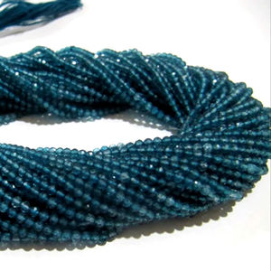 Cuentas facetadas Rondelle de topacio natural de 2-3mm, piedras preciosas de color azul londinense vendidas por hebra, 13 pulgadas de largo, joya eminente de alta calidad - Product Image 1