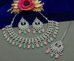 Indian Traditional Kundan Silver Plated <b>Jewellery</b> <b>Set</b> and Copper Necklace <b>Set</b> for Women & <b>Girl</b> Indian Accessories Jewlery Women - Product Image 4