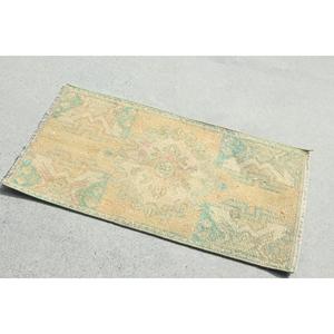 Vintage 1.5x2.8 ft Rug, Turkish Rug, <b>Yellow</b> Southwestern <b>Wool</b> Rug - Product Image 3