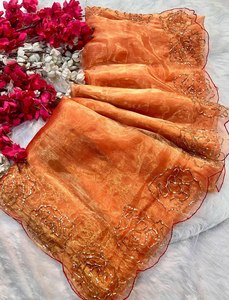 Tự thêu moti & đá làm việc đồng bằng & sang trọng nhìn mùa hè thoải mái một phút draped Saree thời trang với cùng một áo mảnh - Product Image 3