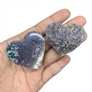Vente en gros d'agates naturelles en forme de petit cœur, semi-polies avec surface granulée, pour la décoration intérieure, cristal décoratif - Product Image 1