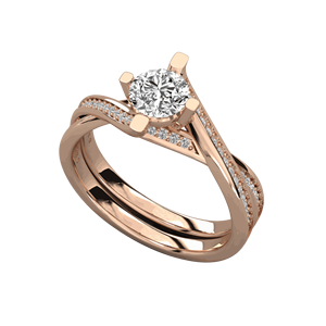 Round Diamond Two <b>Cross</b> Shank Solitaire <b>Ring</b> - Product Image 2