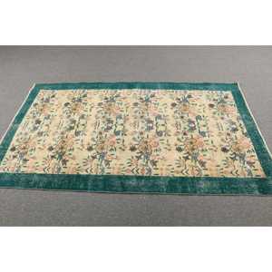Tapis turc vintage 3,8x6,5 pieds, tapis en laine verte - Product Image 3