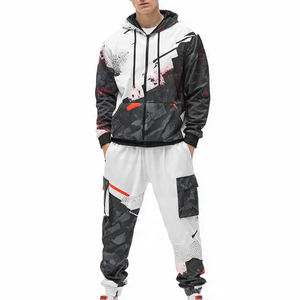 Ensemble de survêtement de sublimation OEM pour hommes et femmes, 100% polyester, sweat-shirt à fermeture éclair, pantalon de survêtement imprimé, ensembles de survêtement de sublimation pour hommes et femmes - Product Image 2
