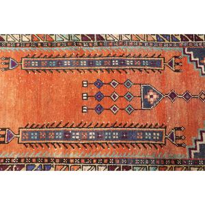 Petit tapis turc de 2,4 x 4,1 pieds, tapis vintage, tapis géométrique marron et bleu - Product Image 5
