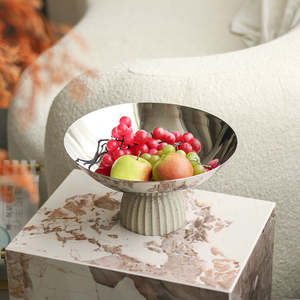 Bol décoratif rond haut en résine métallique de luxe sans BPA en gros avec assiette pour un usage domestique - Product Image 4