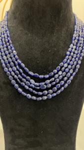 Collier de perles de saphir bleu réglable à 5 couches 3-8mm saphir bleu naturel support de mode ethnique multi-brins Dori pour les mariages - Product Image 4