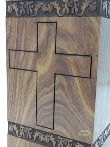 Urna Funeraria para Cenizas de Adultos, Diseño de Cruz Latina Grabada, Apta para Cementerio - Product Image 4