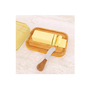 Beurrier d'acacia de qualité supérieure avec couvercle en verre acrylique Bambou Beurrier en bois produit de qualité admirable - Product Image 6