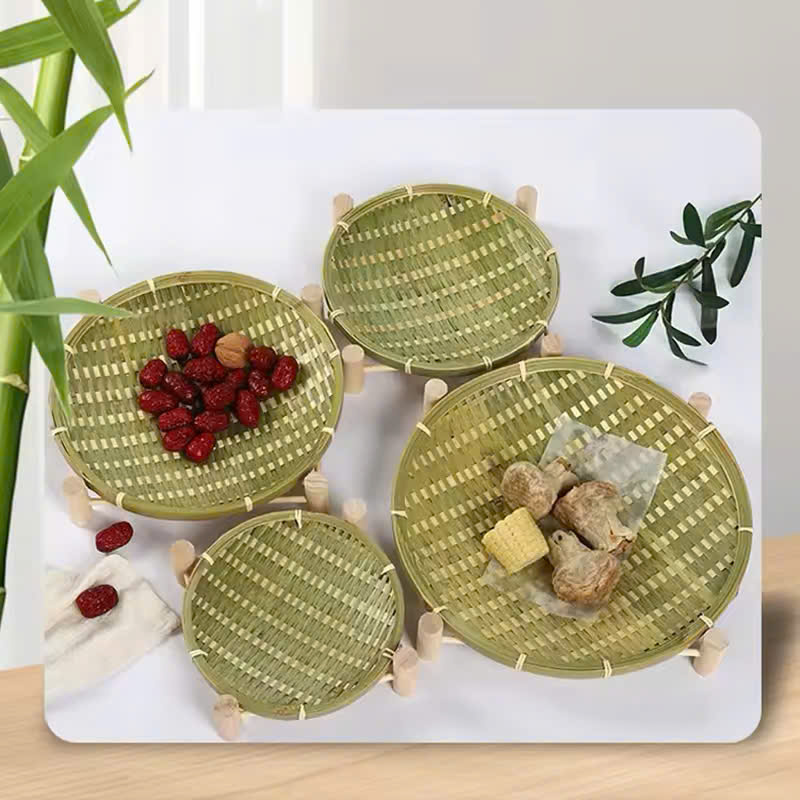 Small Stylish Home Decor Bamboo Rattan Basket for Steamed Bread Dustpan Snack Tray Fruit Basket Decorative Plate