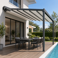 Auvent rétractable en PVC imperméable pour balcon, jardin, terrasse et bord de piscine - Utilisation hôtelière, télécommande