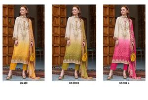 Le nouveau Design de Chinon semi-cousu Salwar Kameez lourd imprimé brodé Organza séchage rapide parties inférieures indien pakistanais - Product Image 2