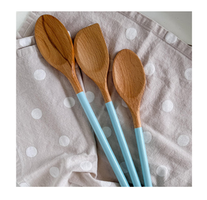 Cuillère à salade en bois d'acacia Cuillère à salade en bois d'acacia personnalisée avec poignée imprimée émaillée et perlée de créateur - Product Image 2