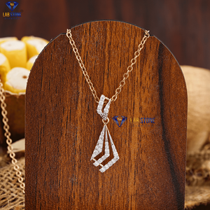 Colgante de diamante de corte brillante redondo TDW 0,20 con cadena de oro rosa certificado/no certificado Diamante Cvd Joyería de diamantes - Product Image 1