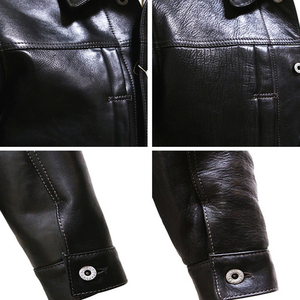 Negro Color sólido Producto popular Mejor calidad Exterior Casual Moda Desgaste Hombres Invierno Cálido Chaquetas de cuero para hombres - Product Image 6