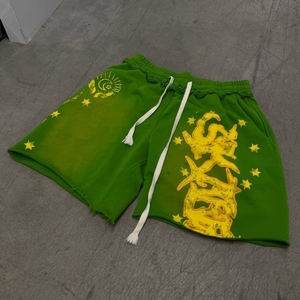 Shorts Homme Personnalisés Unis Imprimés Effet Gonflé Streetwear 100% Coton Haute Qualité Bords Coupés Délavés à l'Acide Strass Écologiques - Product Image 5