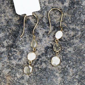 สินค้ามาใหม่อัญมณีเพชรธรรมชาติ18K ต่างหูแบบห้อยทำด้วยมือทำจากทองเหลืองสำหรับผู้หญิงขายส่ง - Product Image 5