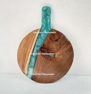Tabla de cortar de queso de madera de acacia y resina azul con mango Tabla de cortar de buena calidad Tabla de cortar de resina y madera - Product Image 3