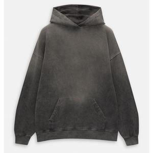 Acid Washed Vintage Solid Winter Hoodie 100% Cotton <b>Fleece</b> Hooded <b>Sweatshirt</b> with Screen Printed Design Men's Wholesale - Product Image 6