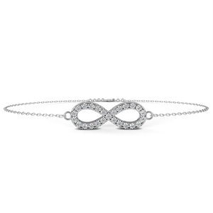 <b>Infinity</b> Diamond <b>Bracelet</b> 925 Silver Rhodium Plated Round Brilliant Cut Prong Setting Minimalist Chain Link Unisex Everyday Wear - Product Image 1