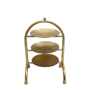 Soporte de pastel de Metal redondo de 3 niveles de lujo superventas, soporte de exhibición chapado en oro hecho a mano para bodas, fiestas de cumpleaños, herramientas de pastel - Product Image 1