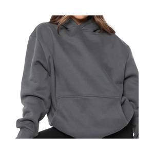 Sudaderas con capucha de gran tamaño de algodón grueso en blanco liso de alta calidad, sin cuerda, muestra gratis, Logo, Sudadera con capucha de talla grande para hombre - Product Image 3