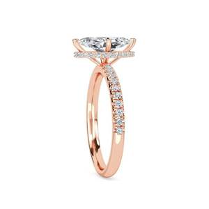 Anillo de Compromiso con Halo Oculto y Corte Marquesa para Mujer - Product Image 4