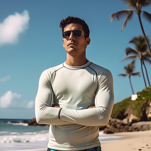 Summer Beach Swim Rash Guard Hommes Léger 100% Polyester Athletic Shirt Compression Manches Longues Rash Guard Hommes - Product Image 2