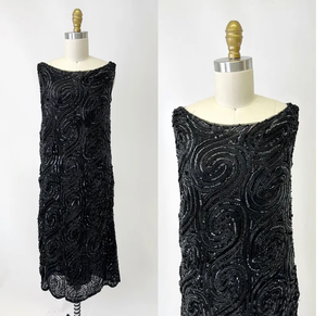 Style Vintage Floral Sequin Perlé Équipé Gaine Courte Sans Manches Midi Taille Naturelle Respirant Logo Retour pour la Fête Formelle - Product Image 6