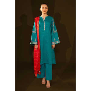 ชุดสูทปักลายแจ็คการ์ดสีเขียวสำหรับผู้หญิง - เสื้อและผ้าคลุมไหล่ - Product Image 1