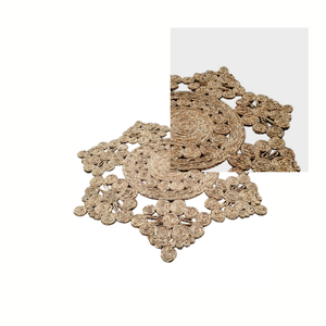 พรมปูพื้นลายผักตบชวาเรขาคณิตเป็นมิตรต่อสิ่งแวดล้อมเสื่อสำหรับใช้ในรถยนต์เฟอร์นิเจอร์ห้องนั่งเล่นที่ปลอดภัยตามธรรมชาติ - Product Image 3